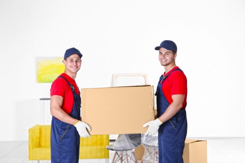 Stacked packing boxes ready for a Bayswater move