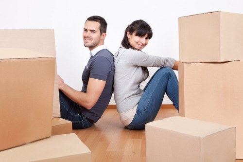 Recycling-focused move with separated cardboard, metal, and furniture